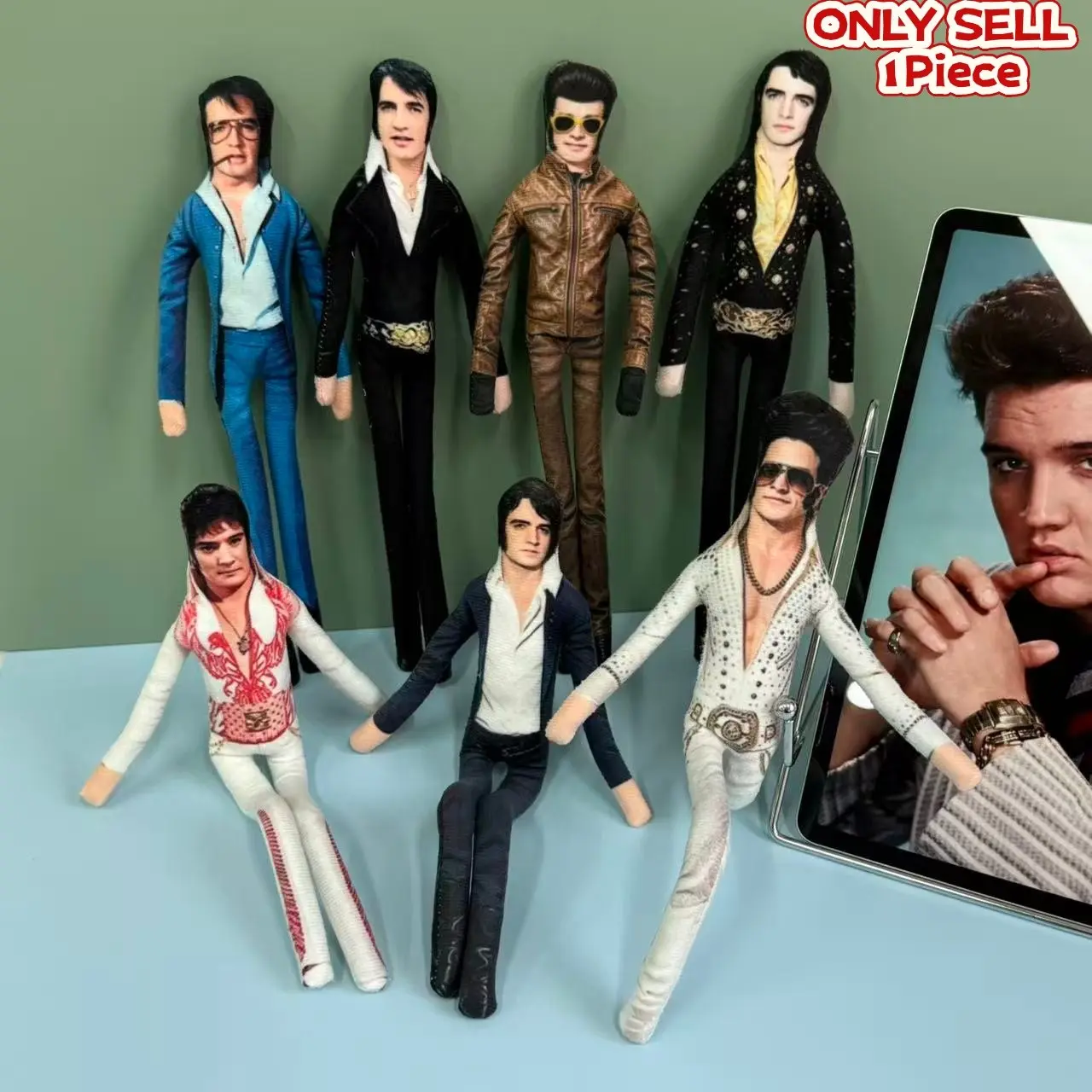 Elvis Presley Plush Doll, Rock Star Legend Figure, Vintage Singer Collectible Soft Toy, Music Fan Gift, Soft Cuddly Gift