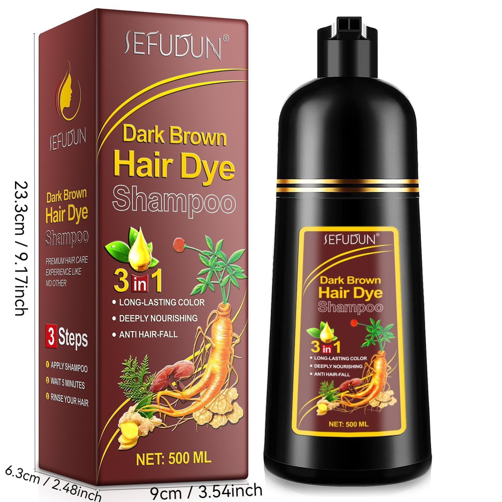 Sefudun 3-In-1 Hair Dye Shampoo /, Combines Coloring & Conditioning, Herbal Formula, No Damage, DIY Salon Quality at Home
