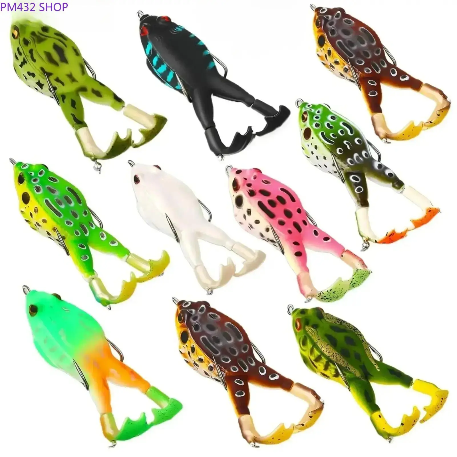 3-10Pcs Fishing Lures Set, Realistic Floating Silicone Topwater Frog Baits with Double Propeller Legs & Hidden Anti-Snag Hooks, Multi-Jointed Bass Tackle for Freshwater Pond & Lake Angling