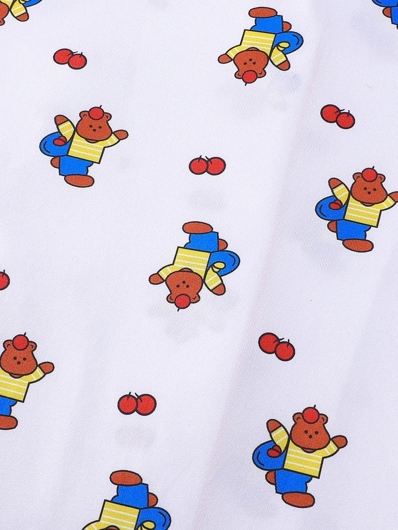 2pcs Mini Winnie the Pooh Print Pajama Set - Cute Nostalgic Short-Sleeve Pjs (Notch Collar + Chest Pocket + Elastic Waist) - Soft Adult Loungewear/Sleepwear for Disney Fans, Cozy Nights In & Gift Giving