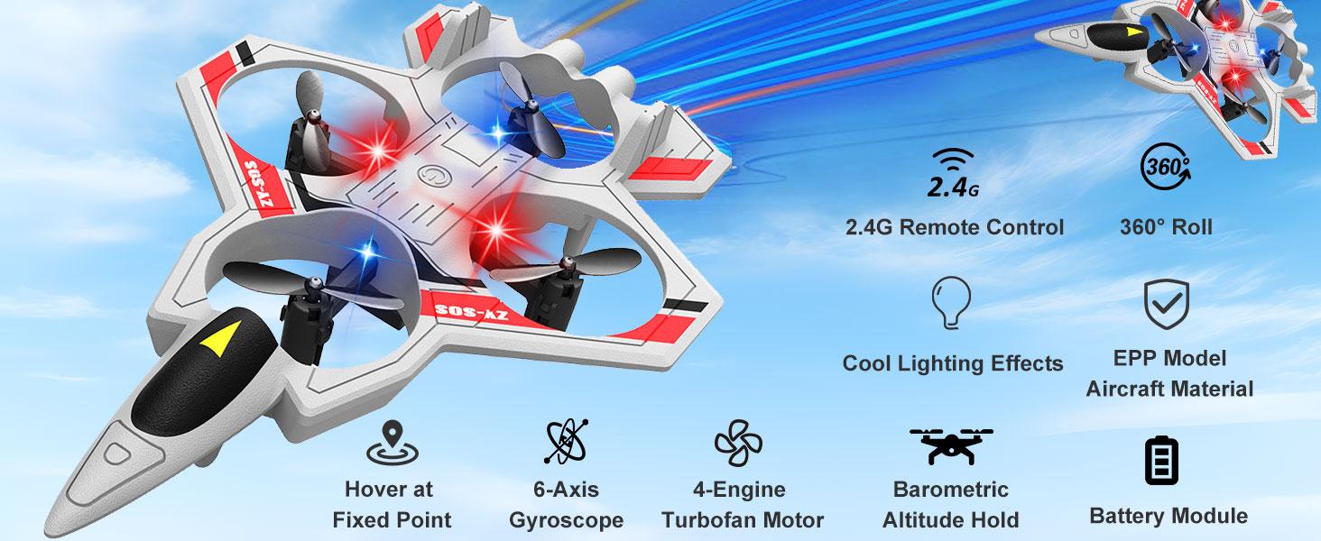 Foam Remote Control Airplanes, RC Planes with Light, RC Airplane Fighter Jet, 360 °   Stunt Roll RC Planes, Stunt Roll, Drones for Men, Remote Control Plane (Red)