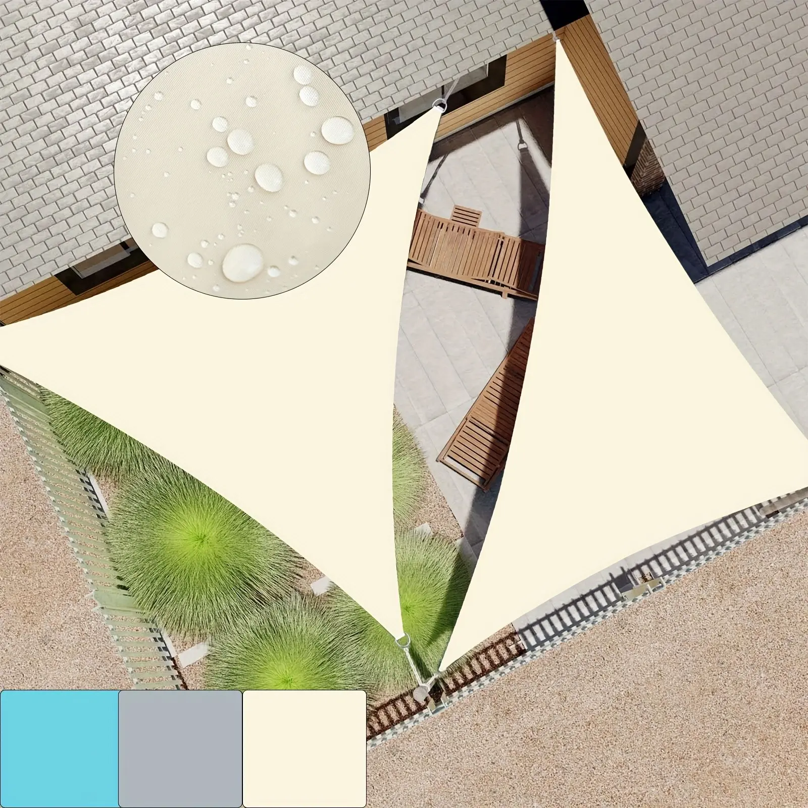 Triangular Waterproof Sunshade Sail, Polyester Sunshade Canopy, 95% UV Protection, Ideal for Outdoor Backyard, Patio, Garden, and Pavilion, Multiple Colors and Sizes