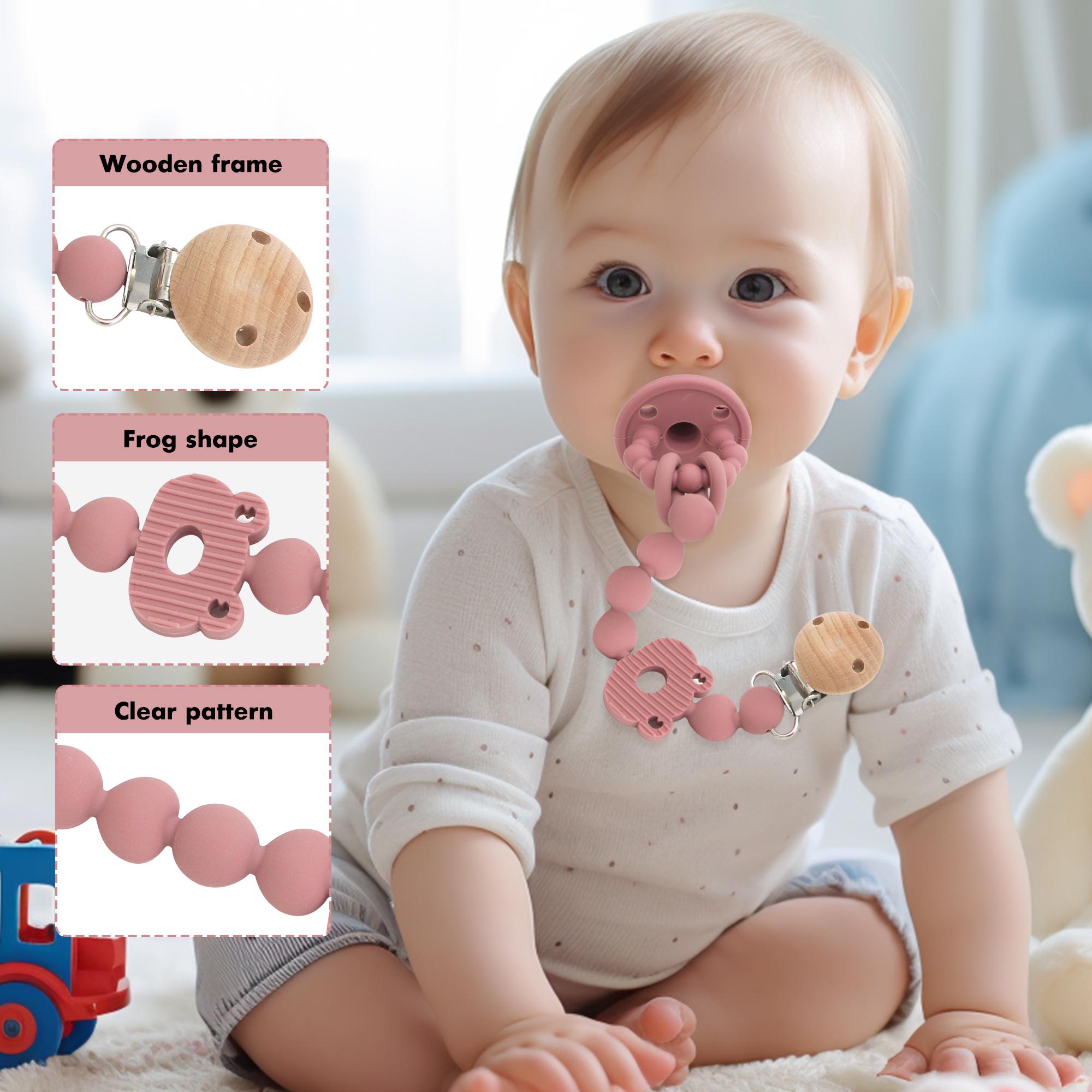 Silicone Pacifier Clip, Frog Shape Pacifier Holder, Suitable for Boys and Girls, Relieves Teething Pain, Baby Essential, Safe for Newborns