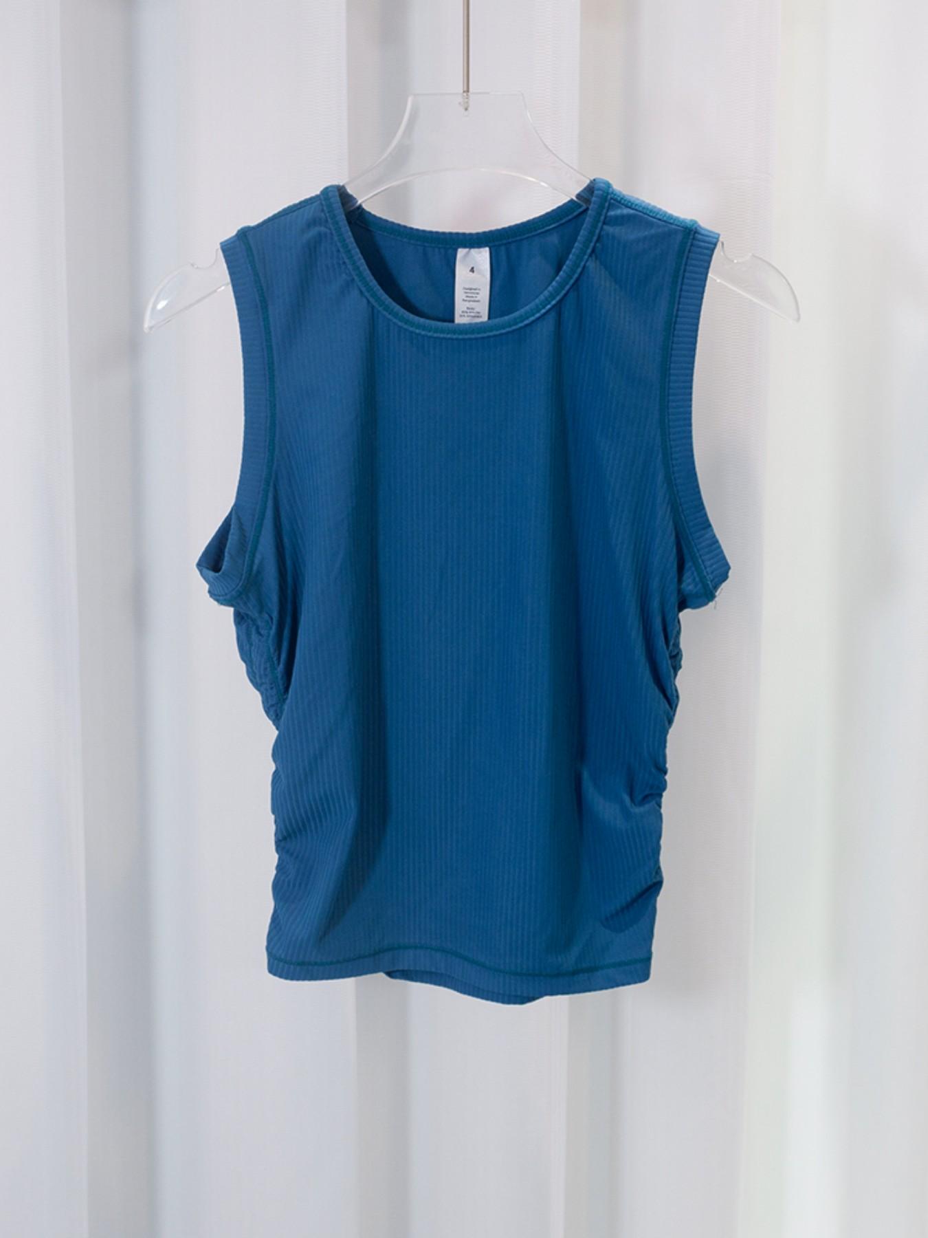 Nyxalulu Summer Yoga Top, Ribbed Sleeveless Tank, High Waist Slim Fit, Quick-Dry Sportswear, Casual Workout Tee, Pilates Apparel