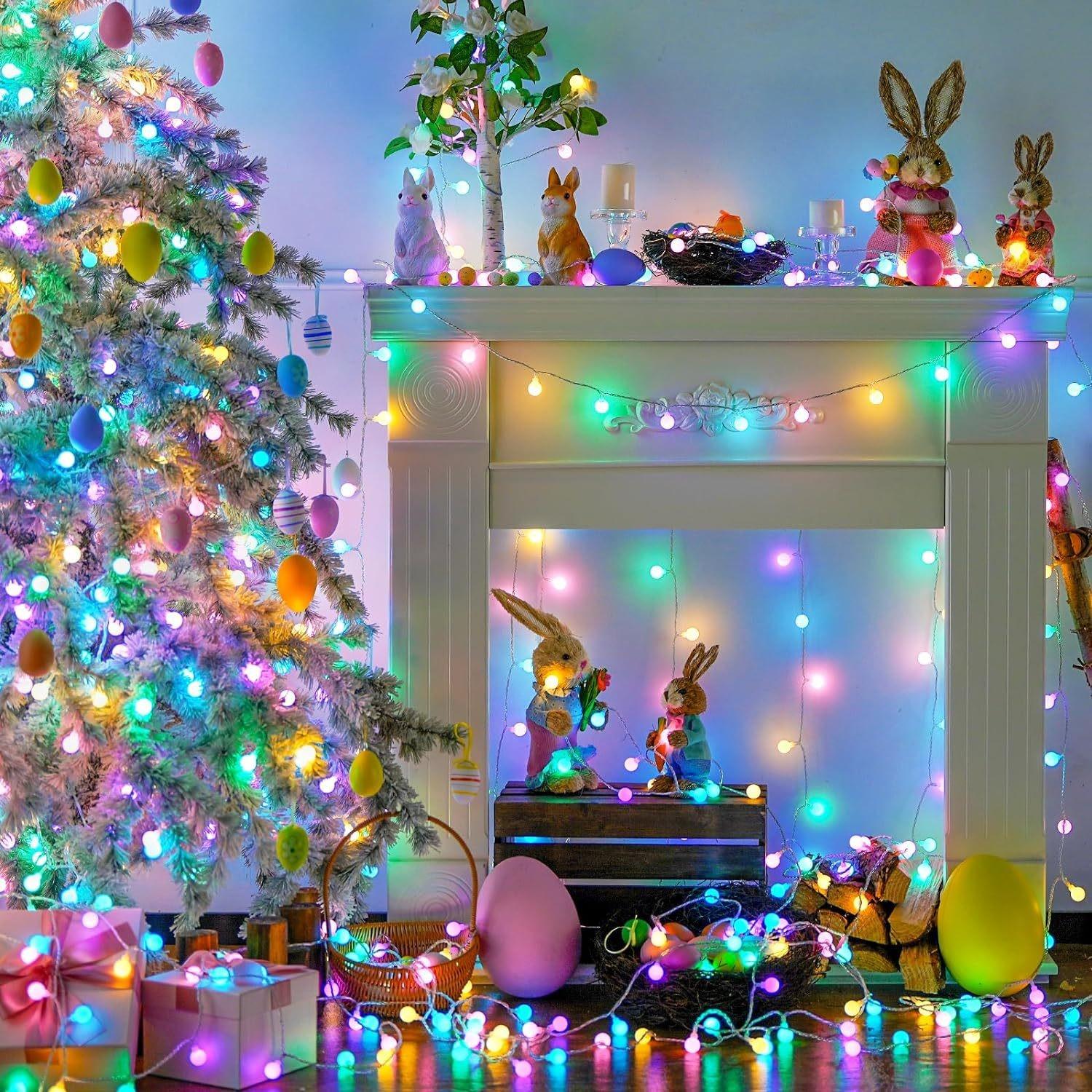 1Pack LED Colored Spherical Light Strings | Frosted Small Sphere Fairy Lights, Battery-Powered (Batteries Not Included), Ideal for Bedroom, Living Room, Cabinet, Curtain, Desk, Wedding, Decoration, Perfect for Christmas, Thanksgiving, Easter