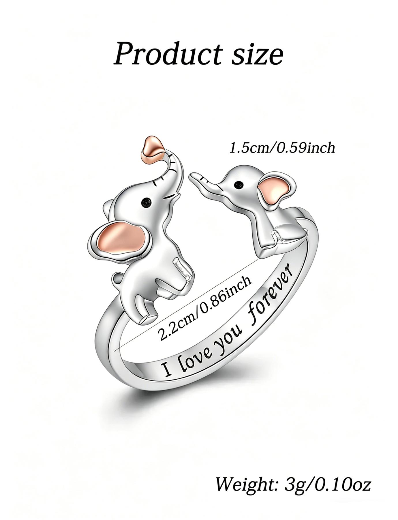 Adjustable Elephant Ring for Mother and Daughter, Heart Animal Jewelry, Perfect Mother's Day Gift, Symbol of Eternal Love