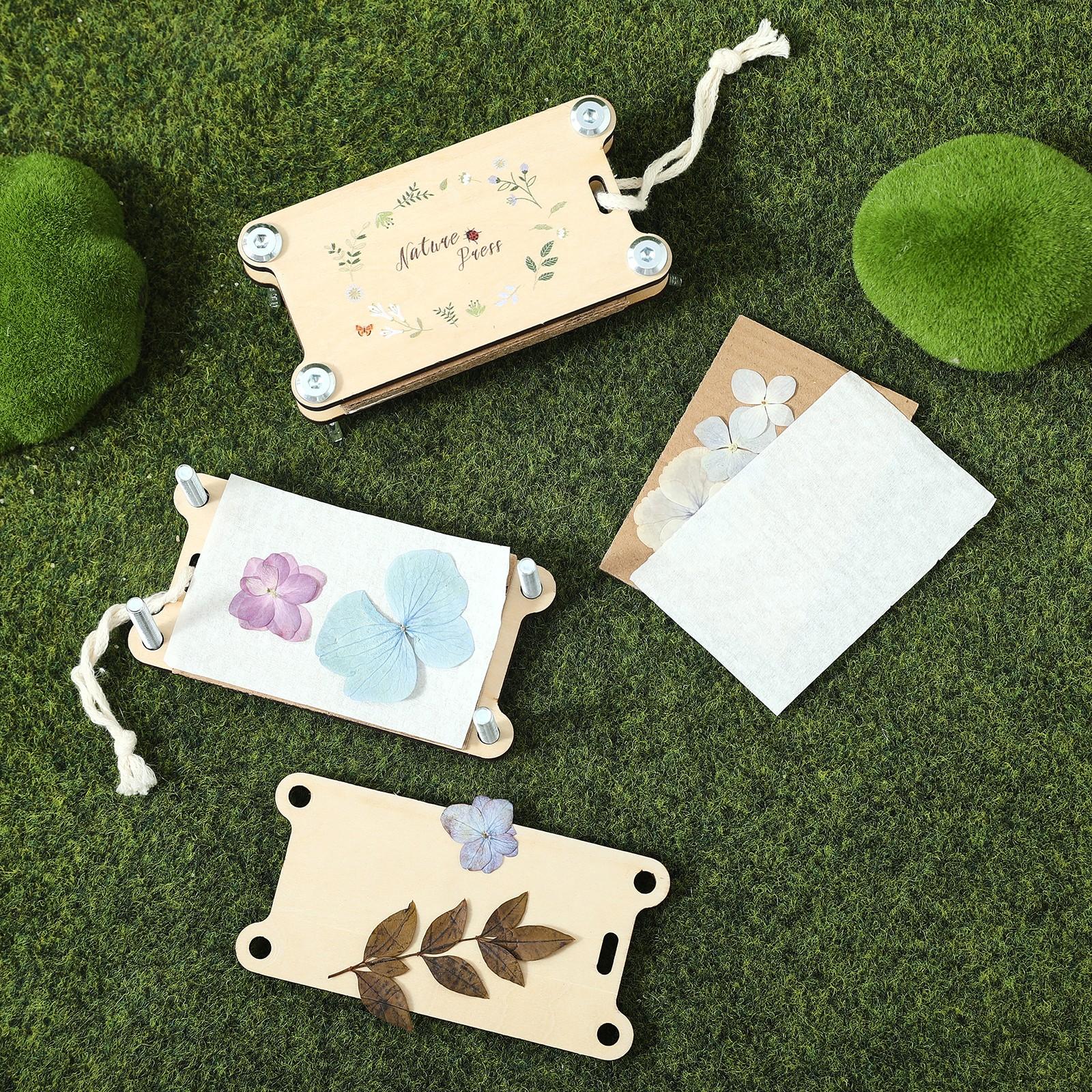 Outdoor Nature Exploration Kit - Wooden Flower and Leaf Pressing Stationery - STEM Educational Science Toy for Preschoolers - DIY Art Craft Activity Set for Preserving Dried Flowers & Flora