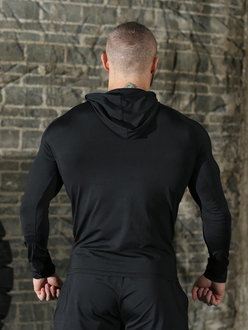 Men's Solid Tracksuit Set, Sporty Zipper Hooded Jacket & Top & Short Sleeve Tee & Letter Tape Waist Leggings & Drawstring Shorts, Casual Summer Outfits Men's Solid Tracksuit Set, Sporty Zipper Hooded Jacket & Top & Short Sleeve Tee & Letter Tape Waist Leggings & Drawstring Shorts, Casual Summer Outfits