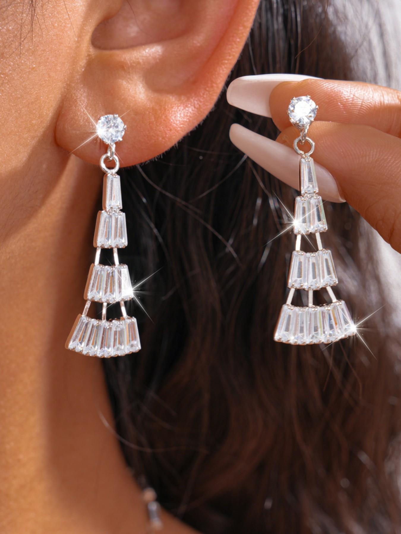 Sparkling Rhinestone Earrings Necklace Set, Elegant Jewelry Gift for Women, Perfect Birthday Anniversary Present for Mom Sister Friend Wife Grandma