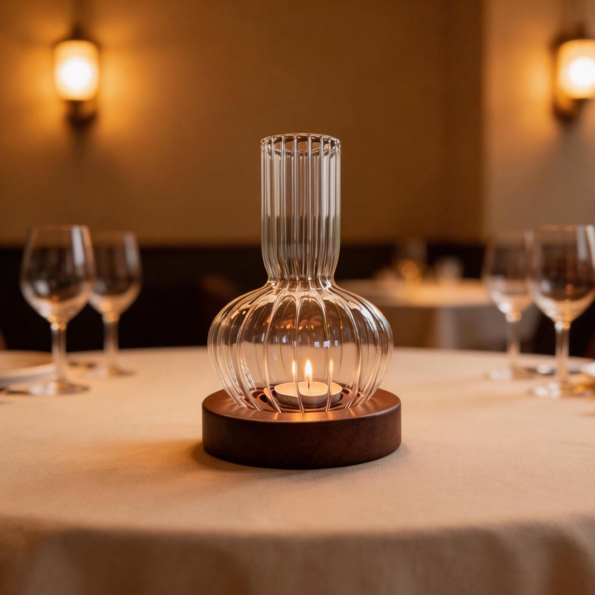 Solid Wood Base, Transparent Glass Candlestick; Elegant Centerpiece For Tea Candles, Suitable For Weddings And Table Decorations, A Mother'S Day Gift For Mom.