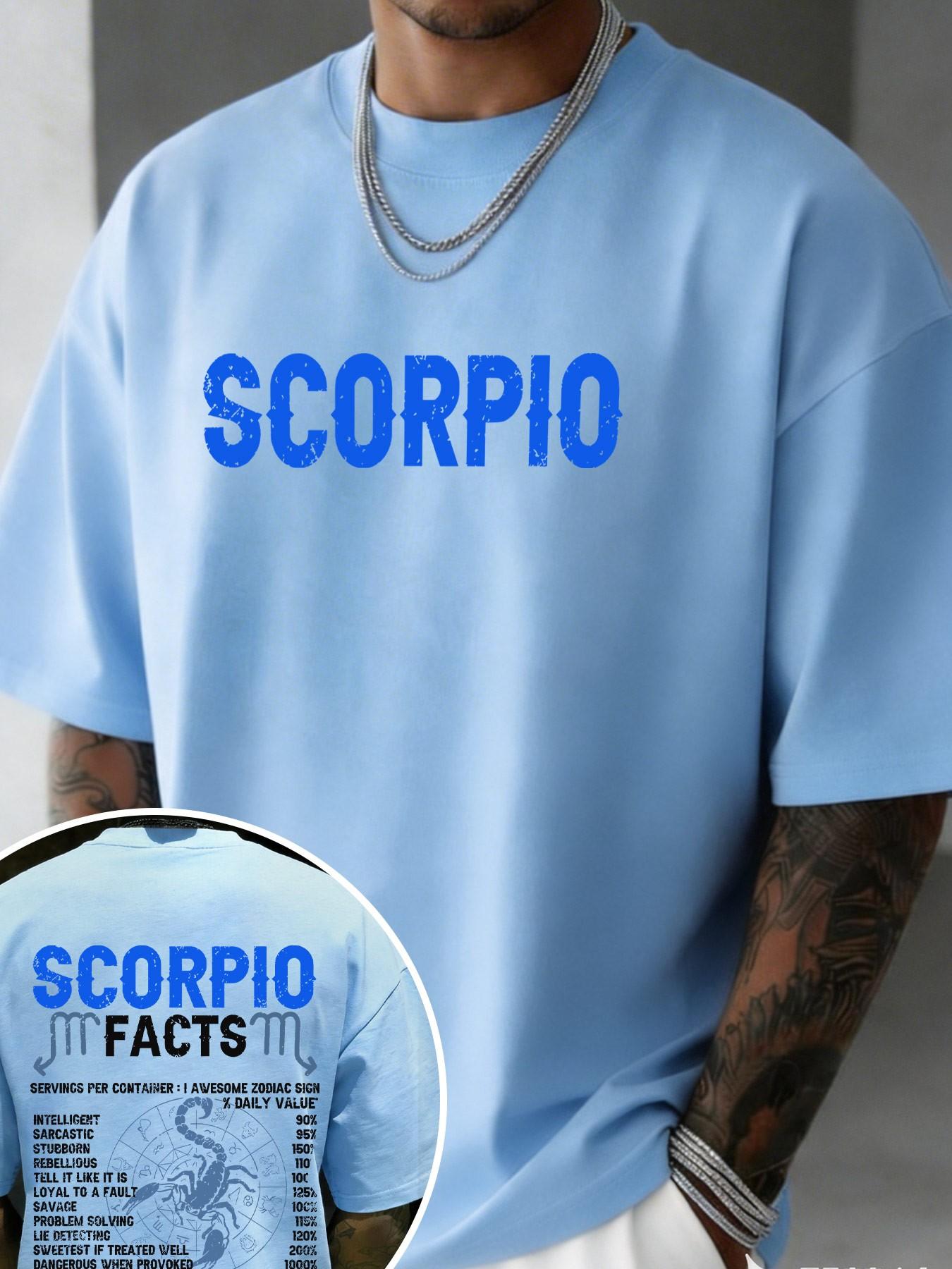 Scorpio Zodiac Facts Funny Slogan T-Shirt, Casual Loose-Fitting Top, Unisex Oversize Tee, Random Print, Short Sleeve, No Collar