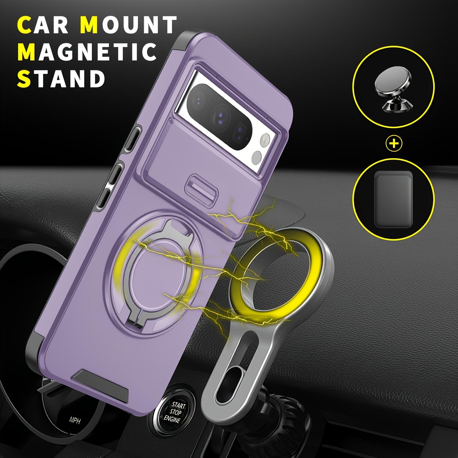 3 PCS [1 Phone Case with 2X Clear Screen Protectors] Suitable for Google Pixel 10 9Pro XL 10 9Pro 10 9A Pixel 8Pro 8A 7 Pro 7 Series, Shockproof 360° Rotating Metal Multi-functional Stand Phone Case with Sliding Lens Cap Protection