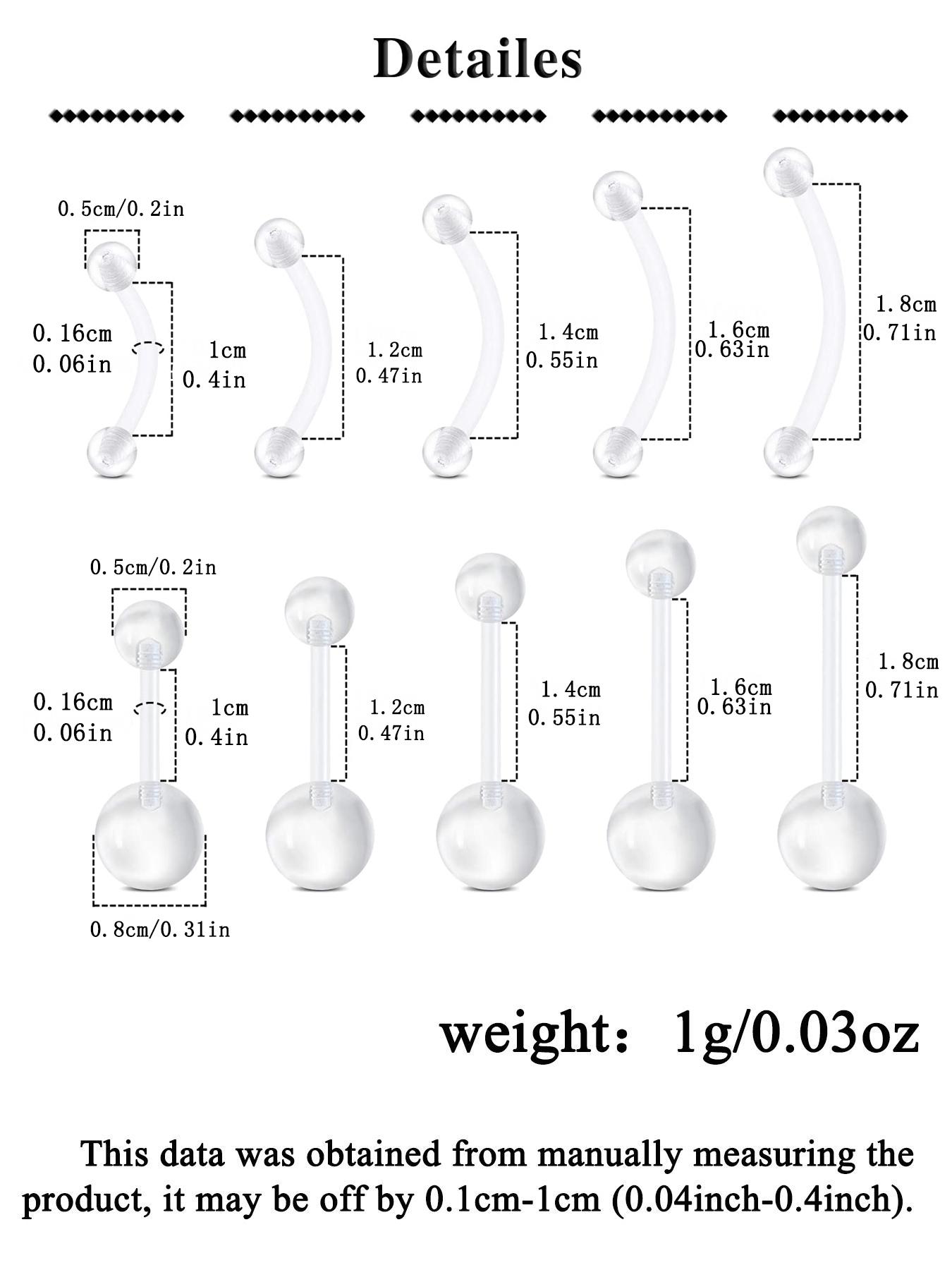 14g Clear Belly Button Rings Bioflex Plastic Belly Ring Curved Barbell Navel Piercings Retainers Belly Piercing Jewelry for Work Surgery 10mm 14mm 16mm 18mm