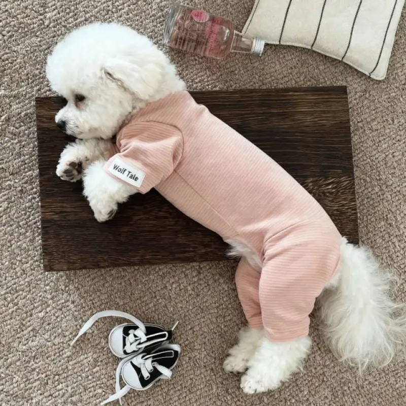 Dog thermal base layer for winter, striped four-legged pet jumpsuit, warm puppy outfit suitable for small breeds including Teddy, Bichon Frise, Pomeranian and Schnauzer, ideal for both indoor and outdoor use
