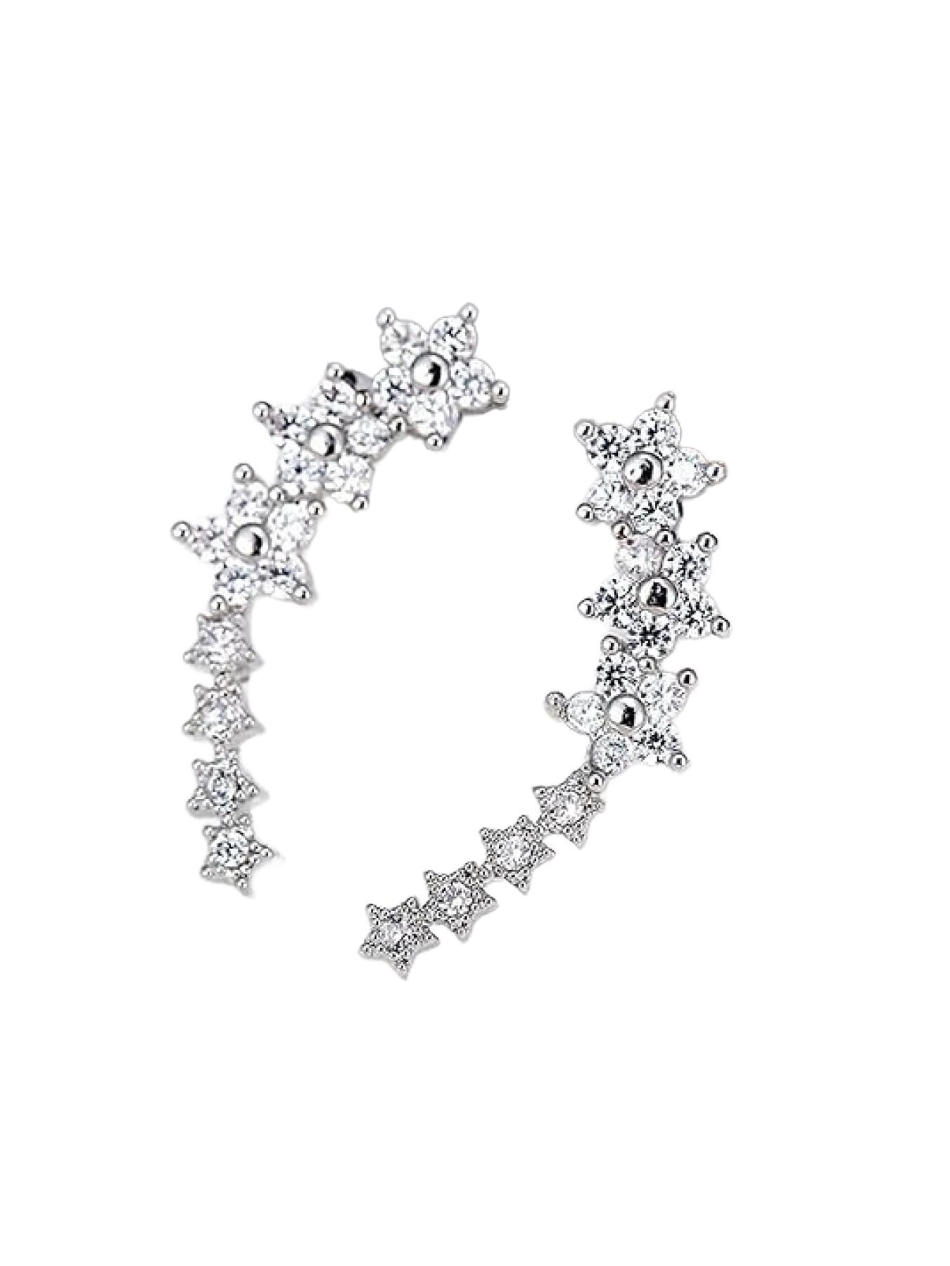 Diamond-studded stud earrings and ear cuffs, niche design, high-end cold style, temperament earrings, simple and versatile ear jewelry