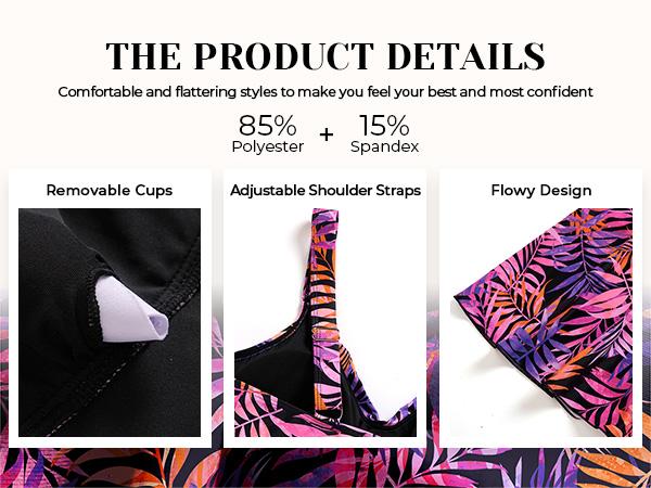 Aqua Eve Plus Size Swim Dress - Two Piece Tankini Swimsuit Tummy Control Bathing Suit with Shorts