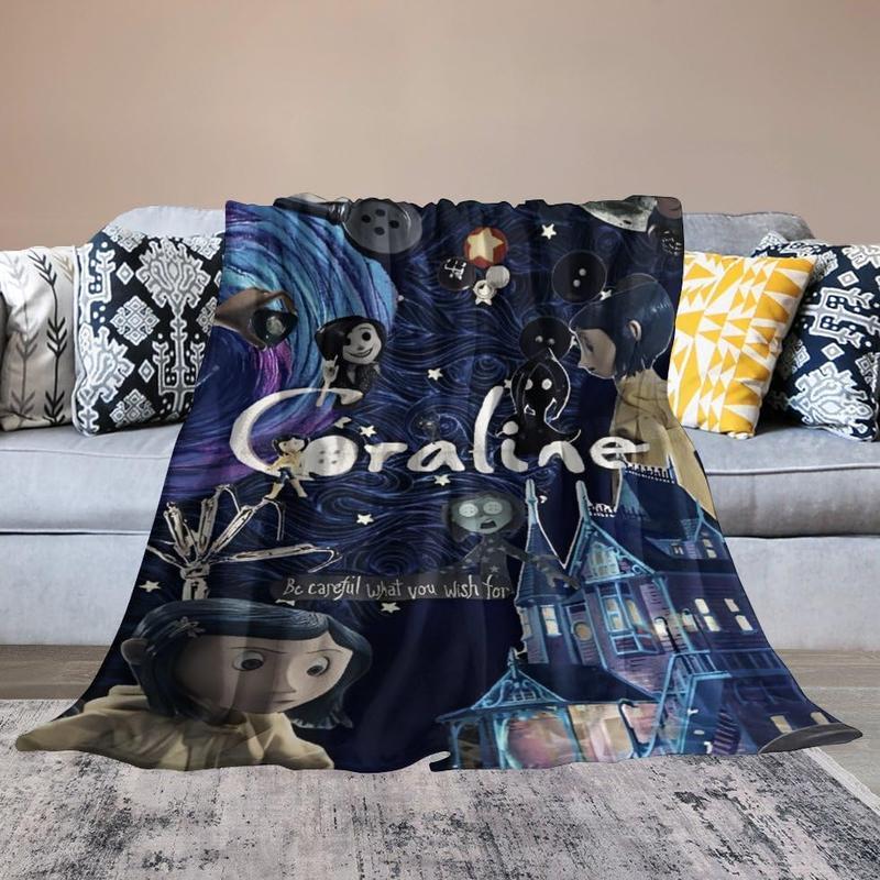 Coraline Super Soft Flannel Coraline BlanketDecorative Bedroom Living Room Suitable forKids/Adult Blanket, Style
