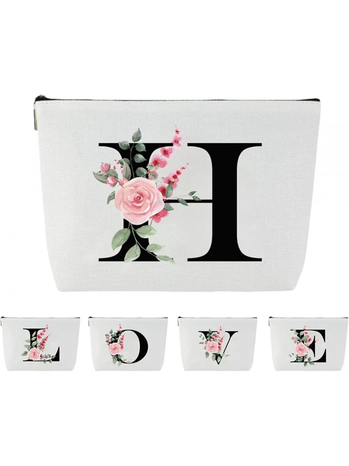 Blisswave Cosmetic Bag with Name, Personalised Cosmetic Bag from A to Z, High-Quality Metal Zip, Exquisite Print Design, Lined, Personalised Gifts for Women and Girls (White)