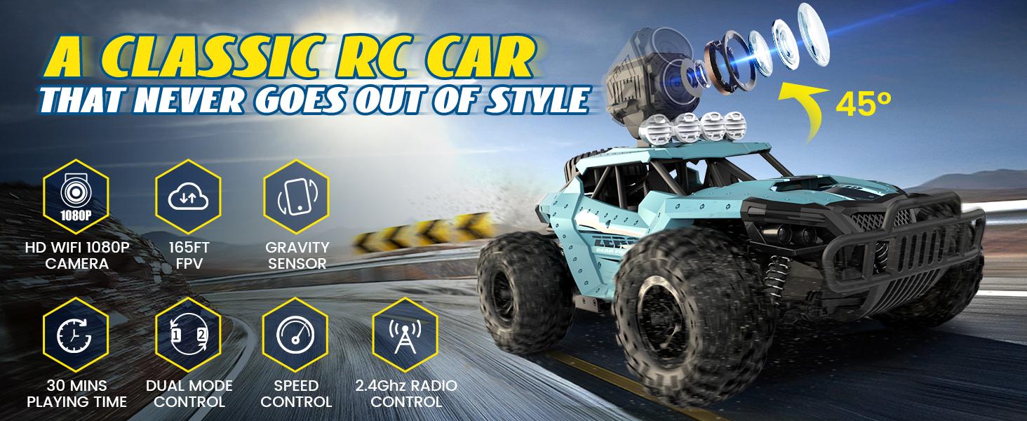 DEERC RC Cars DE36W Remote Control Car with 1080P HD FPV Camera, 1/16