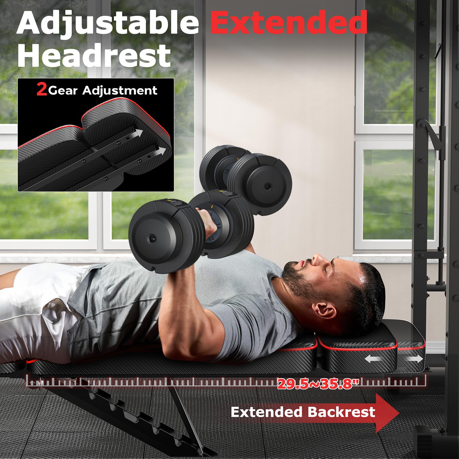 Adjustable Weight Bench with Leg Extension and Preacher Pad- Workout Bench Press for Home Gym, Foldable Incline Decline Sit up Exercise Bench for Full Body Strength Training