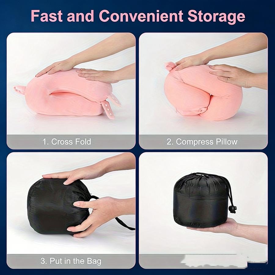 U Shaped Neck Support Travel Pillow, Adjustable Soft Headrest with Zipper Pouch for Flight, Car and Daily Home Use