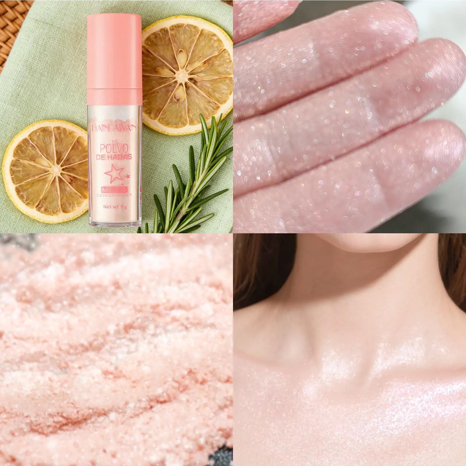 HANDAIYAN Polvo De Hadas Fairy Glow Collection, Patting Highlighter Powder & Glitter Spray, Multi-Use Shimmer for Face Body Hair Contouring Blush Party Makeup HANDAIYAN Polvo De Hadas Fairy Glow Collection, Patting Highlighter Powder & Glitter Spray, Multi-Use Shimmer for Face Body Hair Contouring Blush Party Makeup