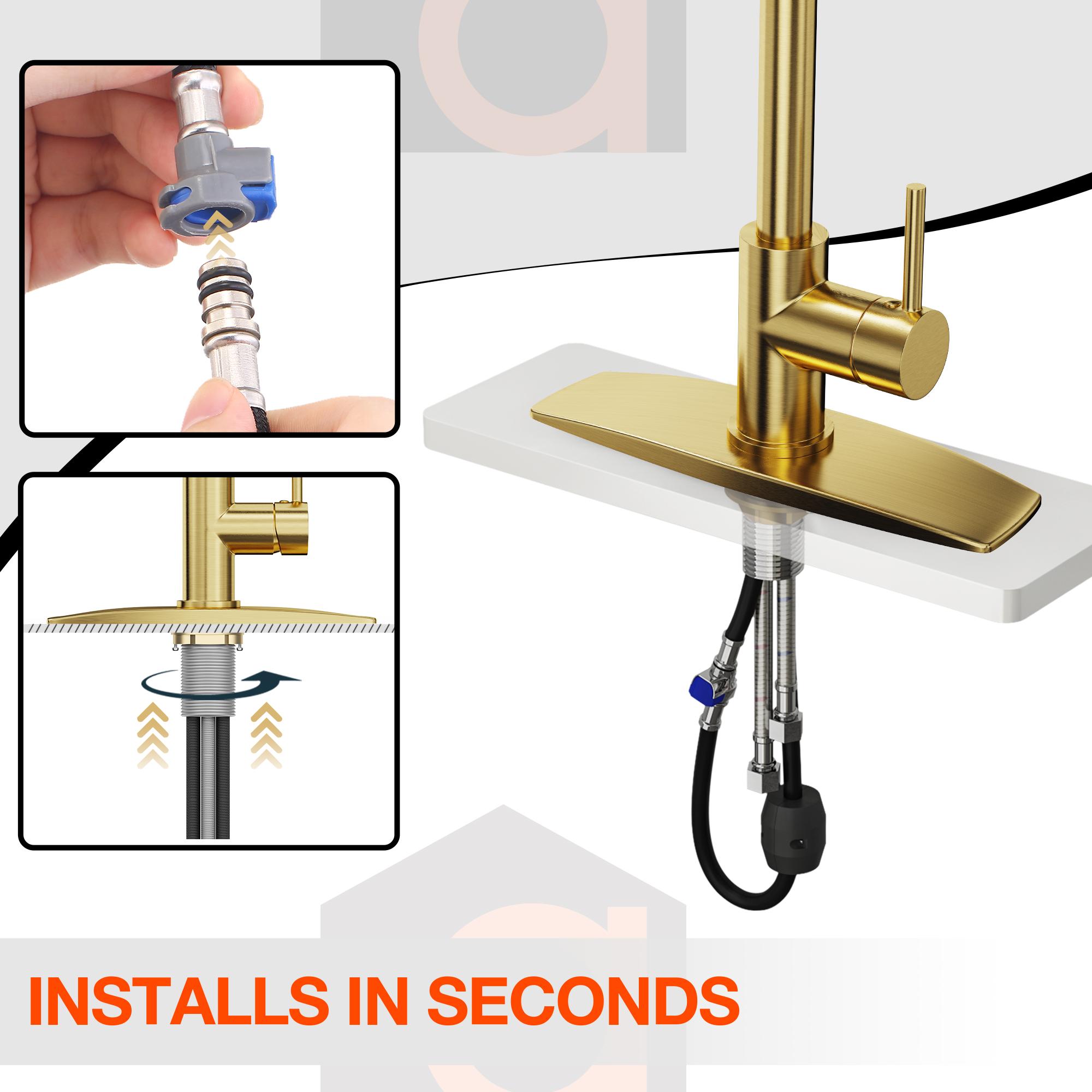 FORIOUS Gold Kitchen Faucet with Pull Down Sprayer,Single Handle Stainless Steel Kitchen Sink Faucet 360 Rotation Adjustable Sink Basin Faucet FORIOUS Gold Kitchen Faucet with Pull Down Sprayer,Single Handle Stainless Steel Kitchen Sink Faucet 360 Rotation Adjustable Sink Basin Faucet