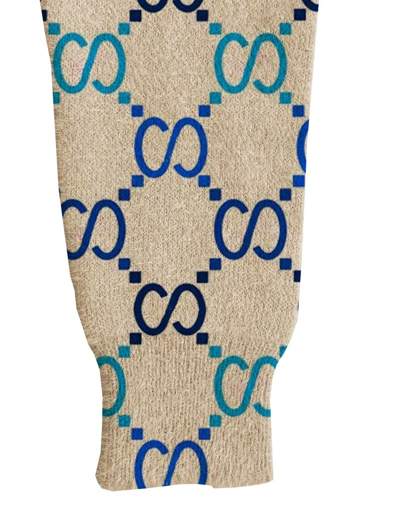 Women's Gradient Geometric Print Stand Collar Sweater, Fall Winter Casual Long Sleeve Knitwear, Comfortable Warm Daily Wear