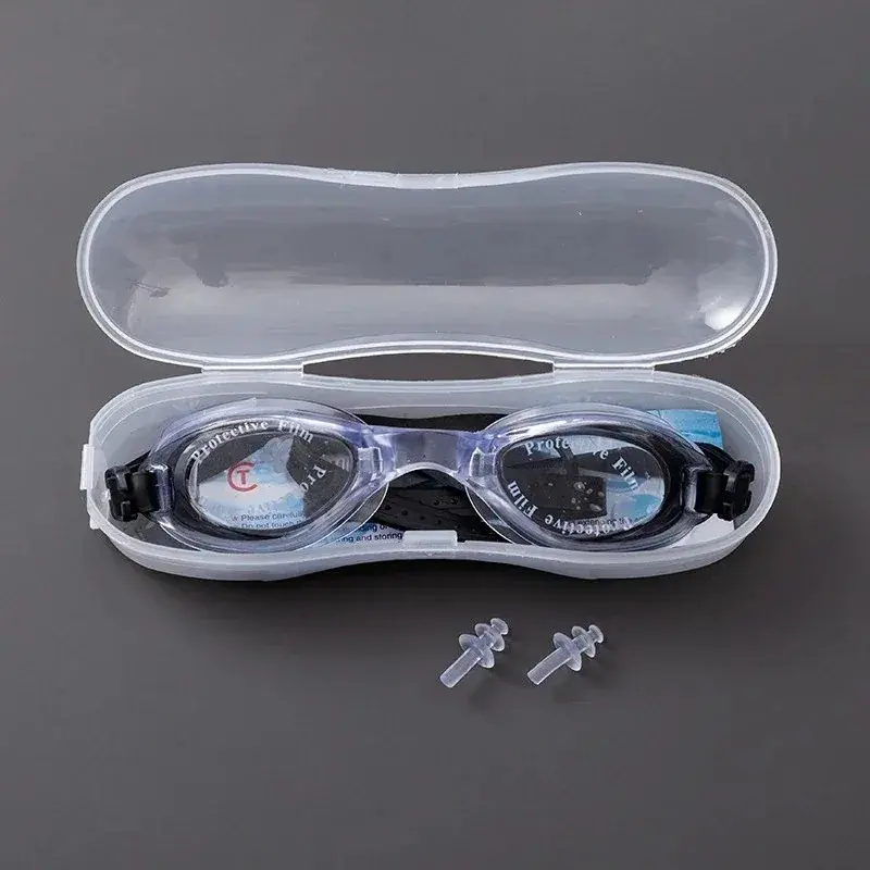 1 silicone swimming goggles, UV resistant wide-angle transparent swimming goggles, anti fog strap, storage box, underwater swimming goggles