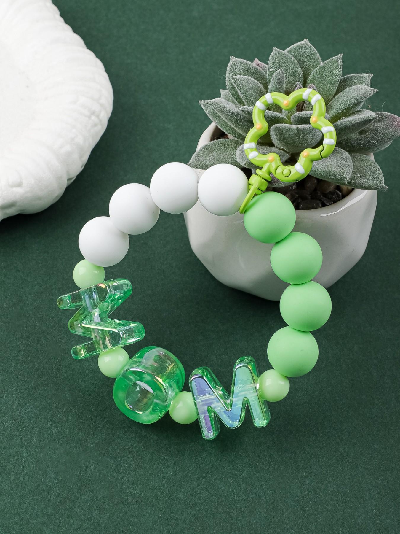 Cute Mom Silicone Beaded Wristlet Keychain, Flower Shape Clip Beaded Key Ring, Anti-Lost Key Holder for Mom, Perfect Mother's Day Gift