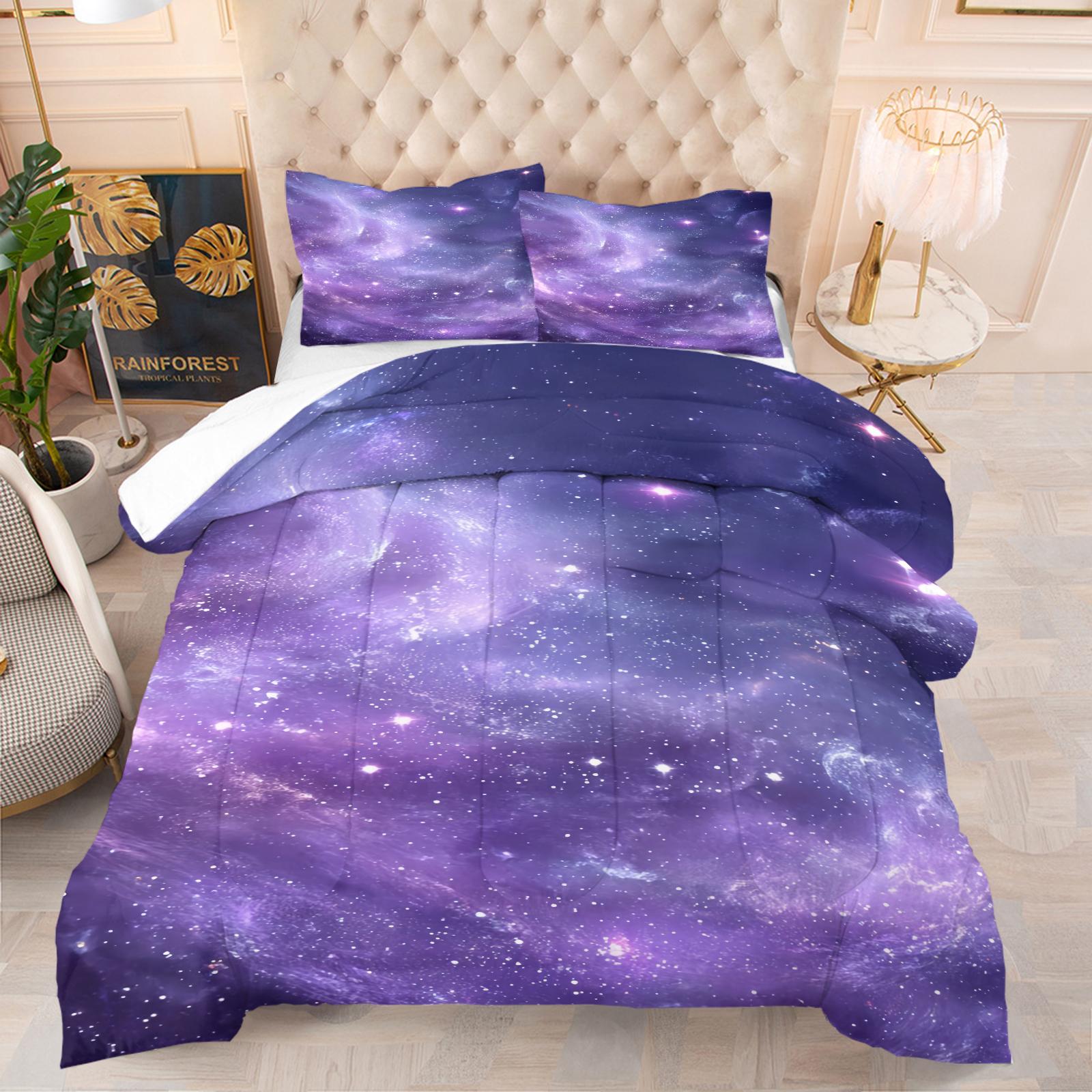 Galaxy Starry Sky Quilt Set, 1 Blanket With 1/2 Pillowcase (Excluding Pillow Core), Suitable For All Seasons Bedding In Bedrooms, Dormitories, And Guest Rooms, Suitable For Teenagers And Adults