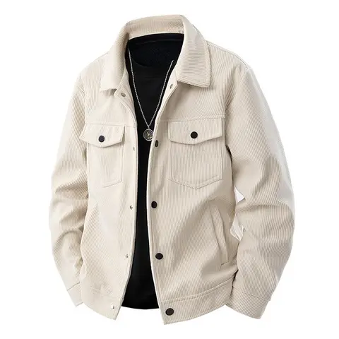 Men's Corduroy Jacket-Autumn/Winter Warm Collar Casual Coat, Multi functional Pocket and Snap Design, Machine Washable for Daily Casual Wear