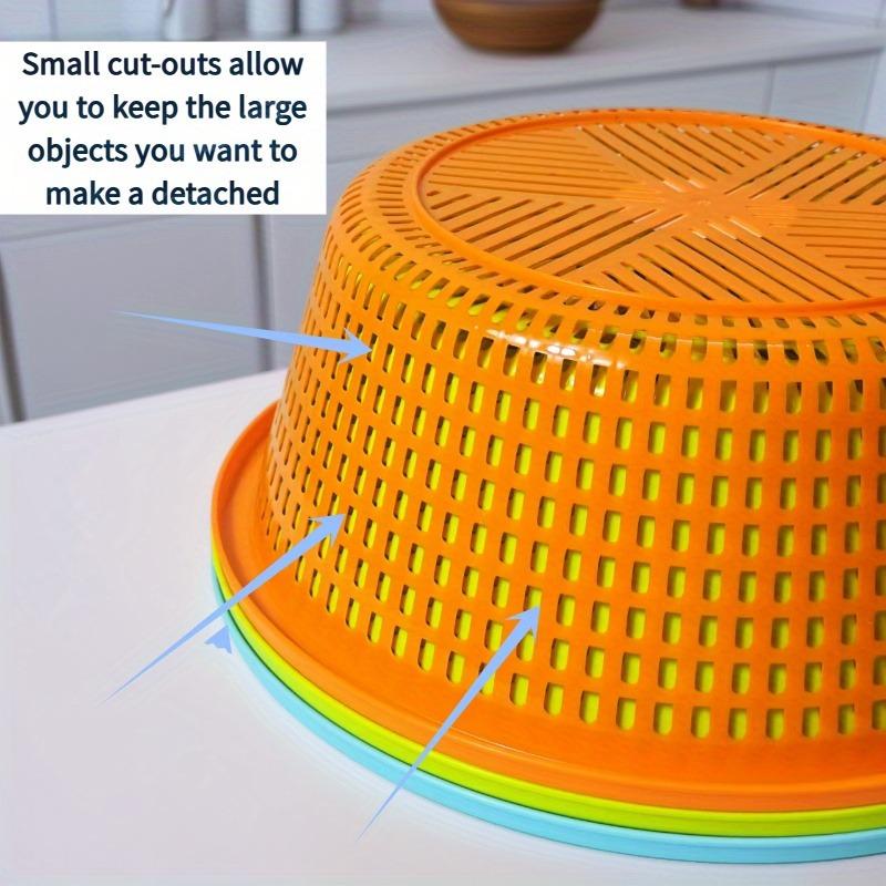 2pcs Stackable Round Plastic Colanders, Thickened Mesh with Drain Holes, Kitchen Multi-Functional Cleaning Basket, Space-Saving Design