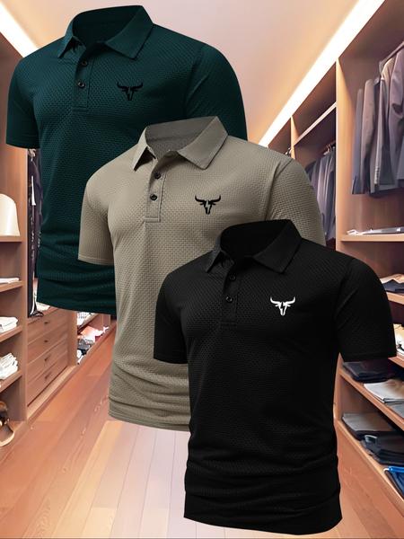 Men's High-End Polo Shirt, Summer Casual Fitted Short Sleeve, Quick-Dry Fabric, Outdoor Sports & Leisure Wear, Perfect Birthday Gift!