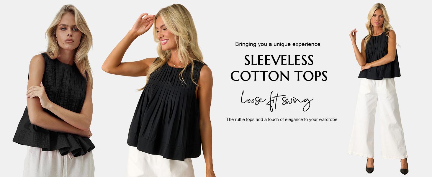 Cicy Bell Womens Pleated Babydoll Tank Tops Summer Peplum Sleeveless Cotton Blouses Loose Fit Flowy Shirts Casual Basic Crewneck Womenswear Cicy Bell Womens Pleated Babydoll Tank Tops Summer Peplum Sleeveless Cotton Blouses Loose Fit Flowy Shirts Casual Basic Crewneck Womenswear