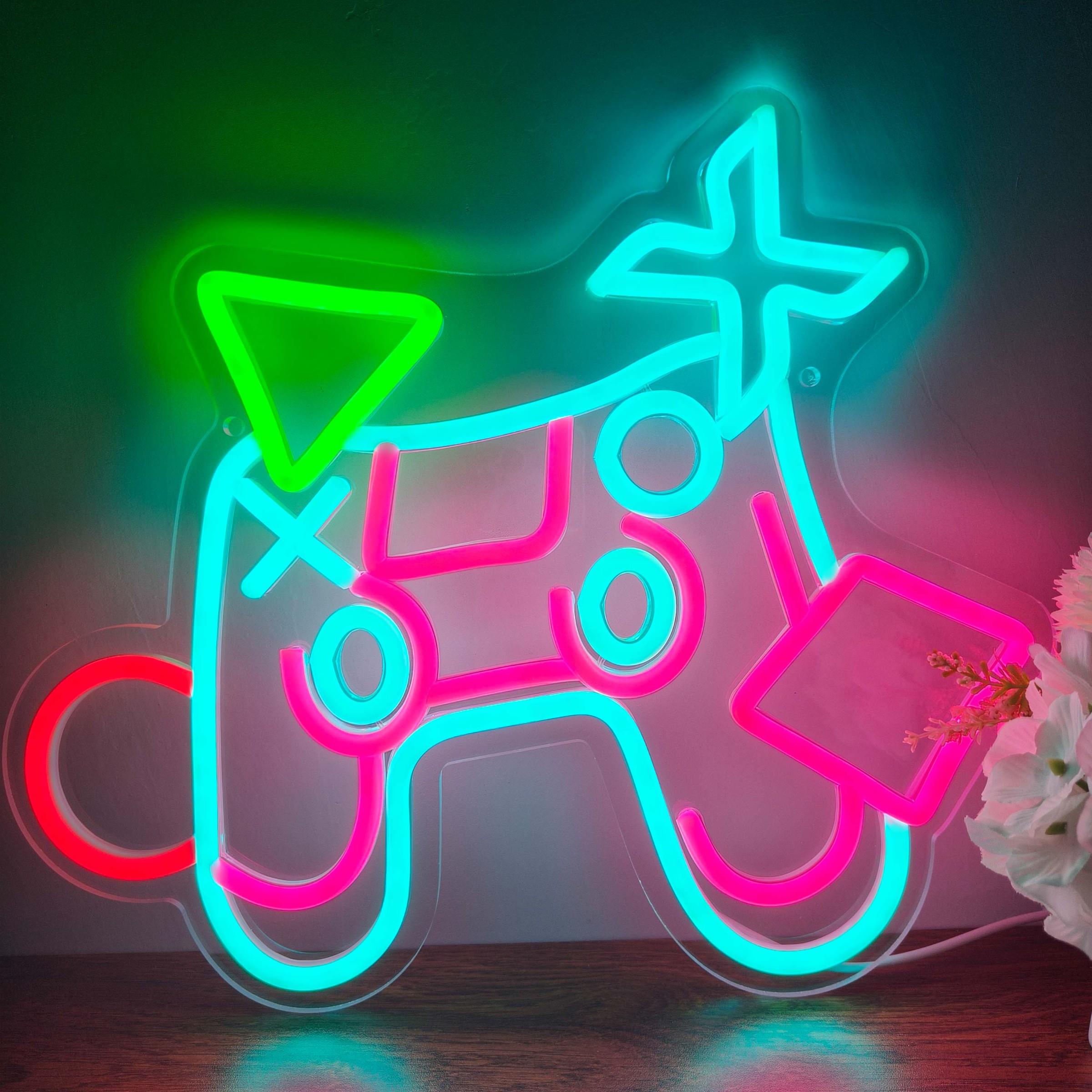 Gamepad Shaped LED Neon Sign Light Gamer Room Decor Wall Art Night Lamp ...
