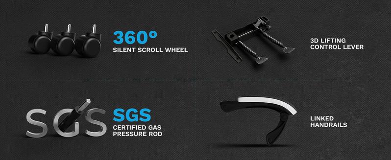 SUIKDA Ergonomic Gaming Chair with 360° Swivel and Footrest PU Leather Office Chair Features Memory Foam Headrest and Lumbar Support to Relieve Back Pain