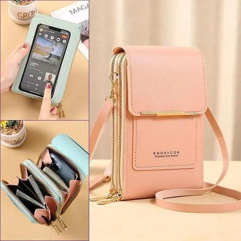 Women's Multi-Zipper Touch Screen Wallet Purse, Soft Leather Strap Crossbody Shoulder Handbag for Samsung, iPhone, Xiaomi, Huawei | Computer Accessories Compatible Mobile Phone Accessory