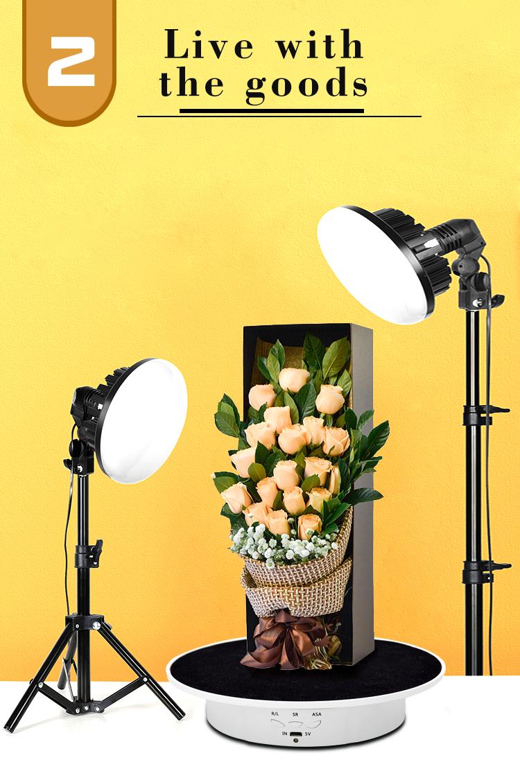 360 Degree Electric Rotating Turntable Low Noise Adjustable Smooth Rotation Non-Slip Display Stand for Photographic Products (White, 7.8 inches/Load 17 LB/with Mirror Glass) Camera Bear Plug