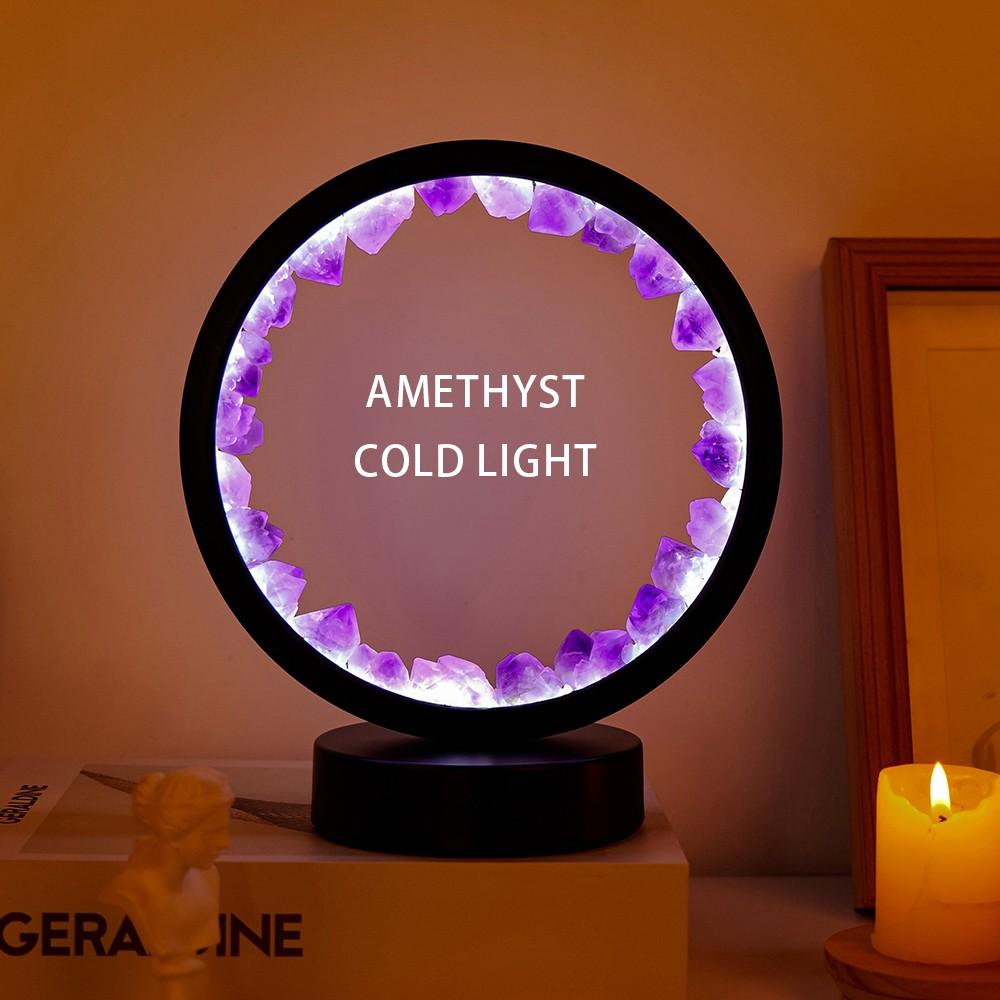 Rechargeable Amethyst Quartz Lamp, Soothing LED Night Light, Elegant Bedside & Desk Decor, Energy-Saving, Versatile Accent for Bedrooms