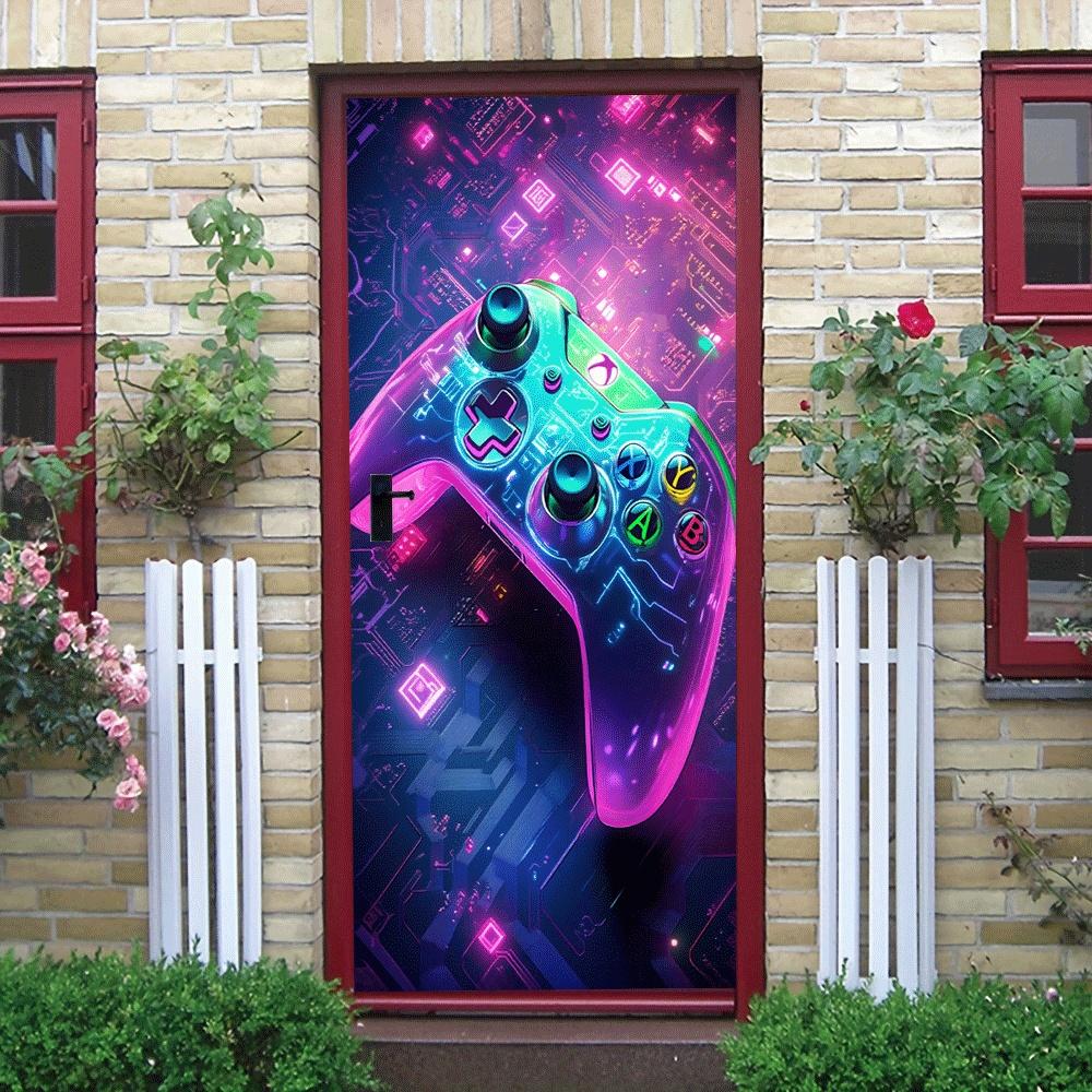 2pcs Neon Colorful Game Controller Wall Sticker, Esports Theme Bedroom ...