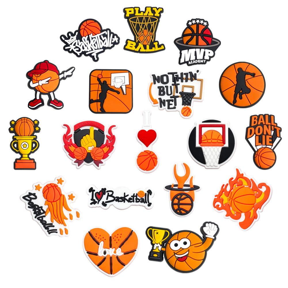 18Piece Basketball Series PVC Shoe Charms For Bubble Slides Clogs Sandals,PVC Shoe Decorations Accessories Buckle For Christmas Birthday Gifts