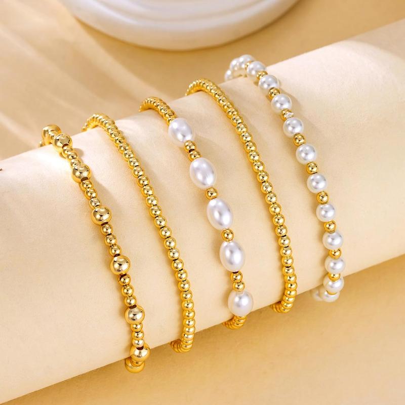Tewiky Bracelets For Women Dainty Stretch Bracelets Stack Adjustable Enewton Bracelets Non Tarnish Jewelry For christmas 2024 ornament For Valentine's Day Trendy Jewellery Accessories