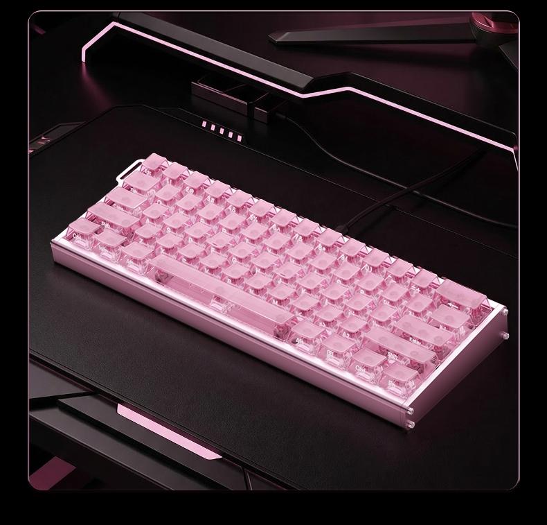 AJAZZ ALUX60 TITAN wired esports gaming mechanical keyboard silver ear switch pink transparent keycap 8K return rate wired plug and play computer office keyboard RGB DIY support multiple systems suitable for gaming and office