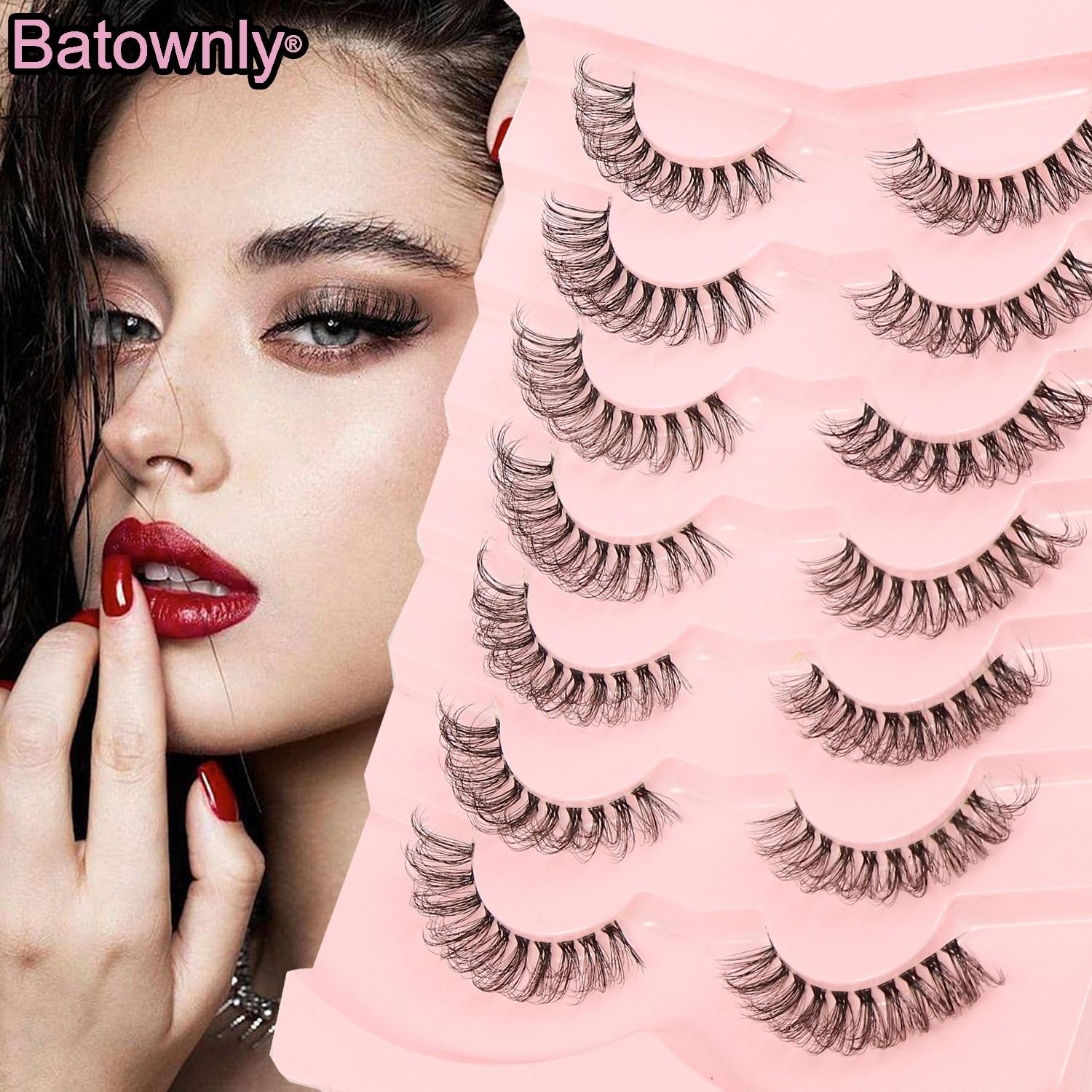 Voluminous  False Eyelashes, 7 Pairs, Transparent Handle, 5D Natural Messy, Fish Tail Crossed Lashes, Ideal for Daily Use, Dates, Parties