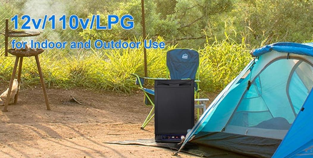 Mini Fridge Gas Propane Refrigerator RV Fridge Compact Freestanding AC/DC 1.4 Cu