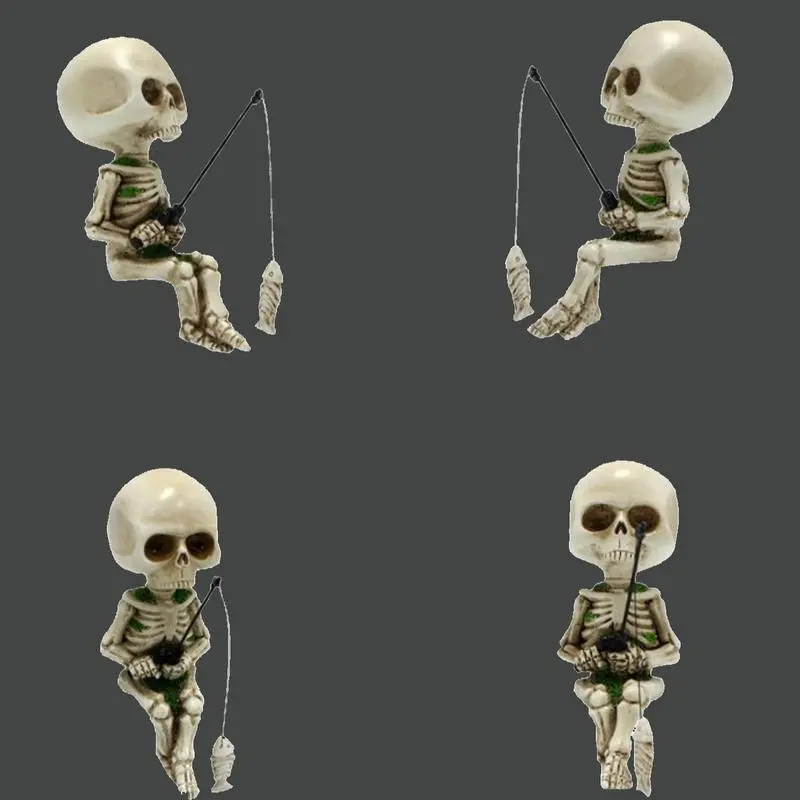 Halloween Fishing Theme Ornaments - Synthetic Resin Tank Accent with Unique Skeleton Design, Edgy Versatile Decoration for Freshwater-Saltwater Aquariums, Gift for Aquatic Enthusiasts