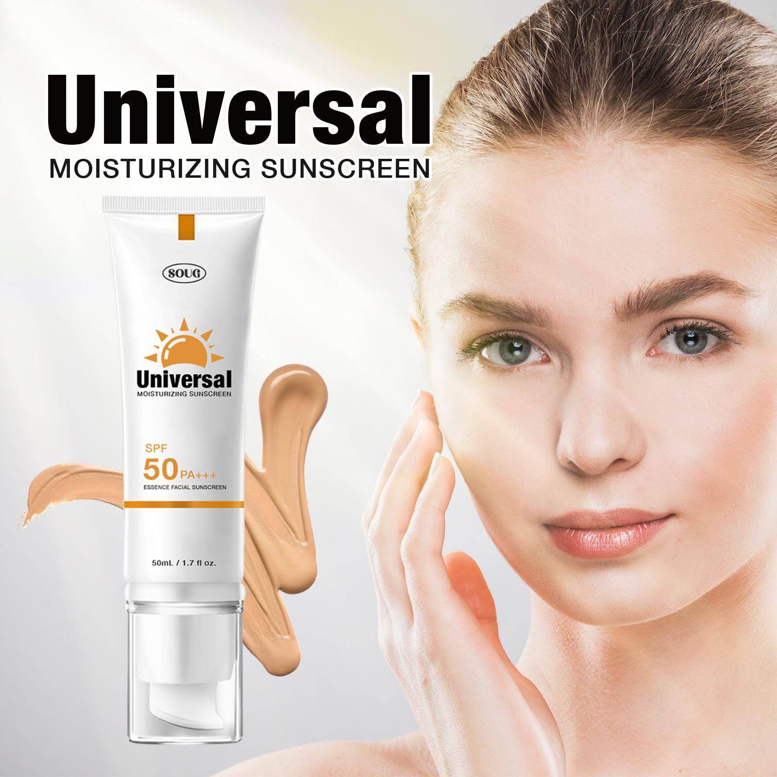 SOUG Facial Sunscreen - High SPF 50 Universal Color-Tinted Solar Protector, Hydrating Moisture-Boosting Sun Essence, Non-Sticky, Waterproof, Prevents Sunburn & Tanning, Hydrate, Sunscreen For Face, Bottled Facial Sunscreen & Sun Care