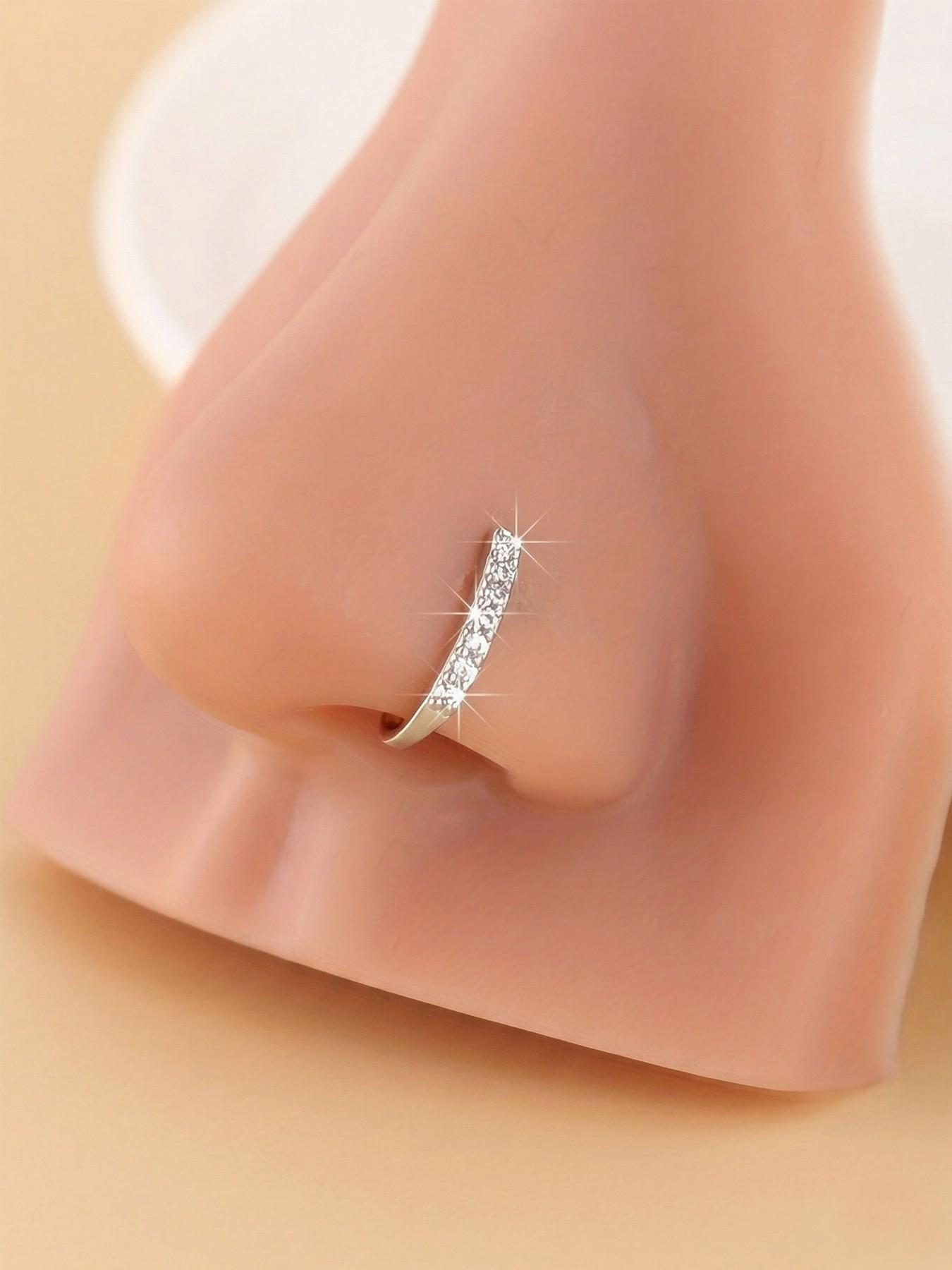 4-Pack Easy Flower Nose Clips, Synthetic Zirconia Inlay, Fake Piercing-Free Nose Jewelry, Fashionable Daily Wear Nose Rings