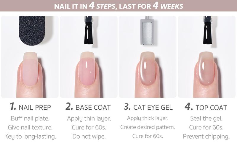 GAOY Summer Whisper Gel Nail Polish Set, 6 Icy Sheer Cat Eye Gel, Crystal Clear Holographic Nail Art for Beach Vacations & Pool Party Glam